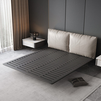 Lit flottant japonais à plateforme queen Lit flottant en bois Base de lit king size en cuir véritable