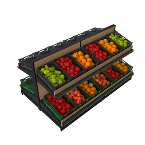 Étagère de présentation de légumes en métal double face haute capacité pour supermarché - Durable et autoportante - Product Image 4