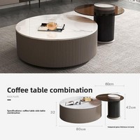 Vente chaude dessus en marbre 2 pièces ensembles de Table en verre avec tiroir de rangement rond blanc Table basse en béton