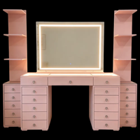 Table de toilette moderne avec éclairage LED blanc et rangement, idéale pour chambre à coucher, hôtel et petits appartements