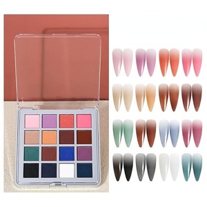 Paleta de pigmentos para uñas, juego de polvos sólidos para uñas, polvo para uñas Ombre para decoración de uñas, accesorios de manicura DIY, 16 colores (B) - Product Image 1