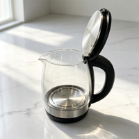 Bouilloire électrique en verre de 2,5 L avec commande mécanique, arrêt automatique, protection contre l'ébullition à sec, 1500 W, ébullition rapide, base rotative à 360°