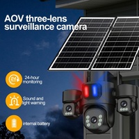 Caméra Dôme Solaire HiEasy 4G à Trois Objectifs AOV avec Surveillance 24h/24, PTZ 3K HD 6MP, IP66, Appareil de Surveillance Extérieur WiFi IA pour la Maison
