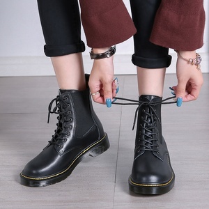 Bottes en cuir confortables pour femmes, style britannique, à lacets, mi-mollet, respirantes, printemps, automne, hiver, semelle épaisse, résistantes à l'usure - Product Image 2