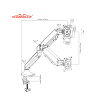 CHARMOUNT Support de bureau à ressort à gaz flexible pour bureau moderne Support de bras de moniteur Support de bureau