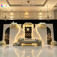 Décorations de mariage LEDA, accessoires de fond de scène luxueux et élégants, ensemble de fonds de scène en PVC acrylique avec éclairage LED pour les scènes de mariage