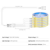 Bande LED COB flexible à découpe libre, éclairage sans soudure, 24V 5m |   Lumière LED USB à haute luminosité, synchronisation musicale, garantie 5 ans, facile à découper