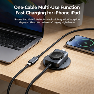 Cable de Carga Rápida 2 en 1 Tipo C PD de 100 W, Cargador Inalámbrico Magnético para Relojes IOS Serie Ultra <span class=keywords><strong>SE</strong></span>, Trenzado de Nailon - Product Image 3