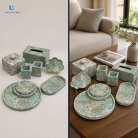 Ensemble de décoration d'intérieur en marbre vert amazonite Luca |   Plateau en pierre naturelle polie, boîte à bijoux, ornement de tasse, design personnalisé pour villa, taille sur mesure