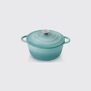 4.5 QT搪瓷涂层铸铁炊具锅，带自烤盖，用于家庭烘焙、炖锅和烹饪