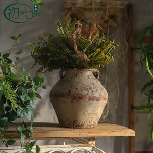 Wabi Sabi Style Rough <b>Pottery</b> Vase Antique Distressed Tabletop Decor 8-16 Inches <b>Handmade</b> Ceramic For Tea Room Zen Home - Product Image 1