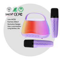 Machine de karaoké portable TWS en gros pour enfants avec haut-parleur, microphone sans fil, LED RGB et carte TF