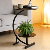 Moderner 2-stufiger C-förmiger Beistelltisch / Sofa-Beistelltisch Nordisch Modern für Wohnzimmer Schlafzimmer Bett Sofa