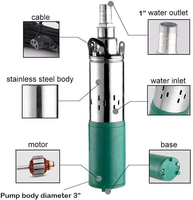 Pompe solaire submersible 220W pour puits profond, DC 12V, tube 3 pouces PE+PP, pompes à vis haute pression 20M, pour fontaines et bassins, OEM