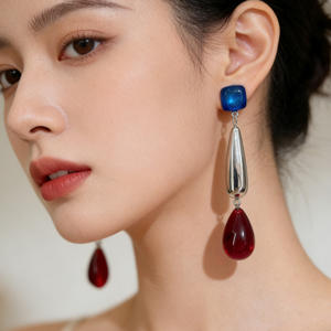 Pendientes de Resina Acrílica con Forma de Gota de Agua, Plateados, Modernos, para Mujer, para Fiestas, Pendientes Colgantes de Moda - Product Image 5