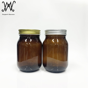8Oz 16Oz 32Oz Thường Xuyên Miệng Rộng Amber Màu Glass <span class=keywords><strong>Mason</strong></span> Lọ Với Kim Loại Vít Nắp Cho Thực Phẩm Lưu Trữ Lightproof - Product Image 3