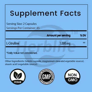 Cápsulas de L-Citrulina OEM ODM, Apoya la Resistencia, Apoya la Salud Cardiovascular, Mejora la Energía, Vegano, Sin OMG, Sin Gluten - Product Image 2