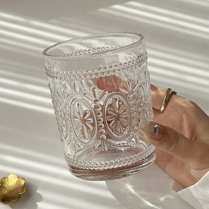 Stylish Vintage Whisky <strong>Glass</strong> Cup Whiskey Rocks Tumbler Sunflower System Embossed Pattern Transparent Ins Simple Shot <strong>Glasses</strong> - Product Image 5