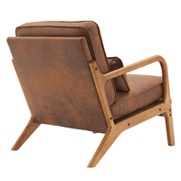 Accoudoir en Chêne Fauteuil Simple Rembourré en Chêne Fauteuil Lounge d'Intérieur Orange