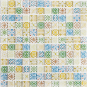 Fleur Simple bricolage maison auto-adhésif autocollant Peel Installation brillant intérieur dosseret cuisine carreaux mosaïque <span class=keywords><strong>Devince</strong></span> verre - Product Image 3