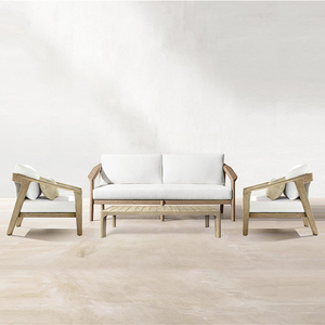 Conjunto de sofás de exterior, conjunto de sofás de jardín, muebles de ratán para Patio, sofá de madera de teca, interior moderno, madera de teca - Product Image 4