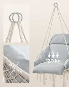 SONGMICS Garden Hanging <strong>Hammock</strong> Handmade Swing Outdoor&amp; Indoor Hanging <strong>Hammock</strong> Swing Chair - Product Image 6