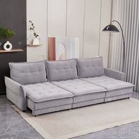 Canapé-lit ergonomique manuel inclinable avec assise capitonnée profonde et tissu doux, canapé convertible multifonctionnel pour la maison