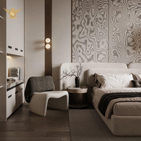 Lit King Size en Cuir Luxe Léger, Meubles de Chambre d'Hôtel, Cadre en Bois Personnalisé avec Tissu