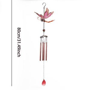 <span class=keywords><strong>Carillon</strong></span> éolien créatif en métal coloré en forme de libellule avec accents de gouttes de cristal, support mural <span class=keywords><strong>tubulaire</strong></span> doré antirouille pour jardin - Product Image 6
