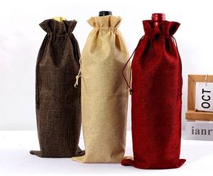 Sacs d'emballage pour vin en lin plissé écologiques personnalisés, ensemble de sacs cadeaux en lin brut, imprimables - Product Image 5