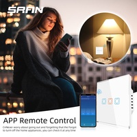 SRAN EU Standard Smart Life App Smart Home Verre 1 2 3 Gang Wifi Applique Murale Écran Tactile Interrupteur Électrique Pour Tuya Alexa