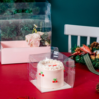 Cajas de flores de plástico transparente reciclables personalizadas de lujo con mango plegable y relieve para regalos de San Valentín de sushi