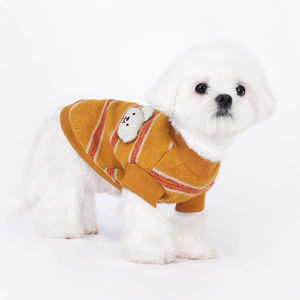 Pulls en laine doublés de polaire respirants rayés mignons pour chats et chiens Gilets chauds pour animaux de compagnie pour Bichon Frisé et petites races - Product Image 3