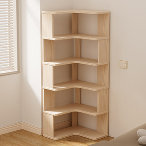 Mueble esquinero de madera maciza, estantería de esquina, armario de almacenamiento, estantería integrada de pared de 90 grados para apartamentos pequeños - Product Image 1