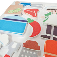 Autocollants adhésifs en mousse Série Cuisine : Gant de cuisine, Fourchette, Pince à barbecue, Poivre, Bœuf, Thème cuisine pour maison de jeu pour tout-petits