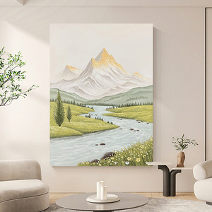 Pintura al óleo pintada a mano, arte de paisaje, decoración minimalista moderna 100% hecha a mano para sala de estar, entrada, baño, arte de pared - Product Image 1