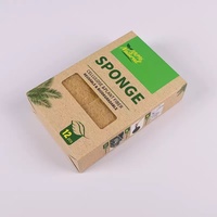 Éponge de cuisine en pulpe de bois en forme de S, double face, pour le lavage de la vaisselle et l'élimination des taches, épaisseur 2 cm, emballée en boîte colorée, modèle FW070