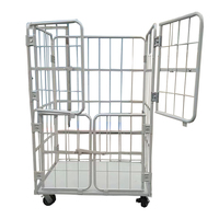 Chariot de manutention pliable et empilable de style japonais, robuste, à 3/4 côtés, pour conteneurs, chariot de transport industriel, chariot logistique, capacité de charge de 350 kg