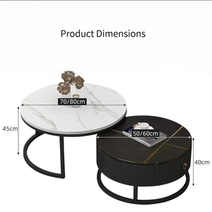 Set di Tavolini da Caffè Bianchi in Stile Nordico <span class=keywords><strong>Moderno</strong></span> Minimalista, <span class=keywords><strong>Arredamento</strong></span> per <span class=keywords><strong>Soggiorno</strong></span> e Cucina - Product Image 5