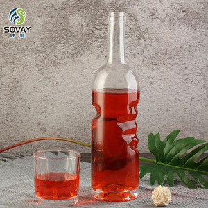 Bouteille en verre transparente artisanale de 750 ml avec bouchon en caoutchouc, forme plate, pour vodka, whisky, brandy, <span class=keywords><strong>tequila</strong></span> – Meilleures ventes - Product Image 1