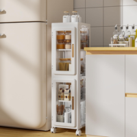 Armario de Almacenamiento de Plástico de 20-36 cm de Ancho, Estante de Almacenamiento Estrecho de 4 Niveles con Puerta Abierta para Cocina y Baño