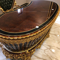 Ensemble de meubles de bureau de luxe de style baroque royal, meubles de bureau à domicile de haute qualité, ensemble complet de bureaux et de chaises en bois sculpté
