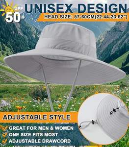 Impermeabile ad asciugatura rapida e Casual estivo protezione UV da esterno traspirante a tesa larga UPF 50 + foglia cappello da sole in maglia di ventilazione sottogola - Product Image 6