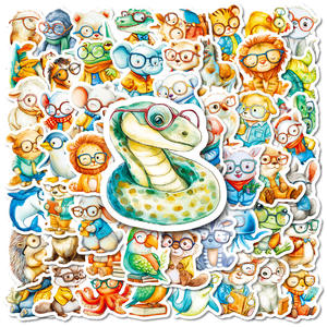 Paquete de 56 Pegatinas de Vinilo Resistentes al Agua con Animales Lindos con Gafas <span class=keywords><strong>para</strong></span> Decorar Diarios, Computadoras Portátiles, Agendas y Álbumes de Recortes - Product Image 2