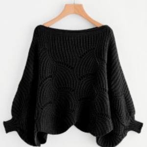 Suéter de mujer Manga <span class=keywords><strong>farol</strong></span> Suéter de otoño e invierno Suéter suelto hueco para mujer Camisa de murciélago - Product Image 3