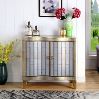 Meuble de rangement multifonctionnel de style européen antique en pierre pour entrée de salon, avec feuille d'argent, décoratif pour villa et maison