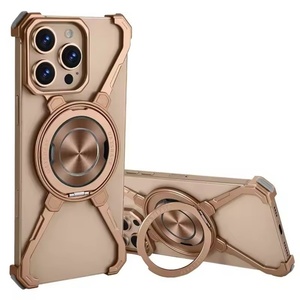 Logotipo Personalizable 360 °   Soporte Magnético de Metal y Aluminio con Almohadillas de Silicona para las Esquinas, Funda Anticaídas para Teléfono Celular iPhone 15 16 14 13ProMax - Product Image 3