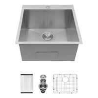 Évier utilitaire encastrable moderne en acier inoxydable 304 à cuve profonde, accessoires complets, pour cuisine et buanderie