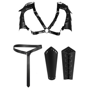 En stock en EE. UU. Armadura de hombro de cuero sintético estilo medieval, conjunto de disfraz de caballero con protectores de brazo para fiesta de Halloween - Product Image 5