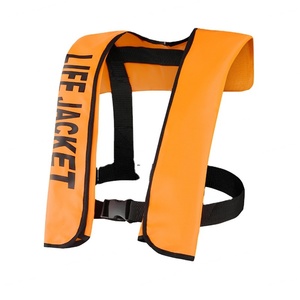 Gilet de sauvetage orange en polyester avec sangles noires et fermeture à boucle pour la sécurité aquatique - Product Image 1